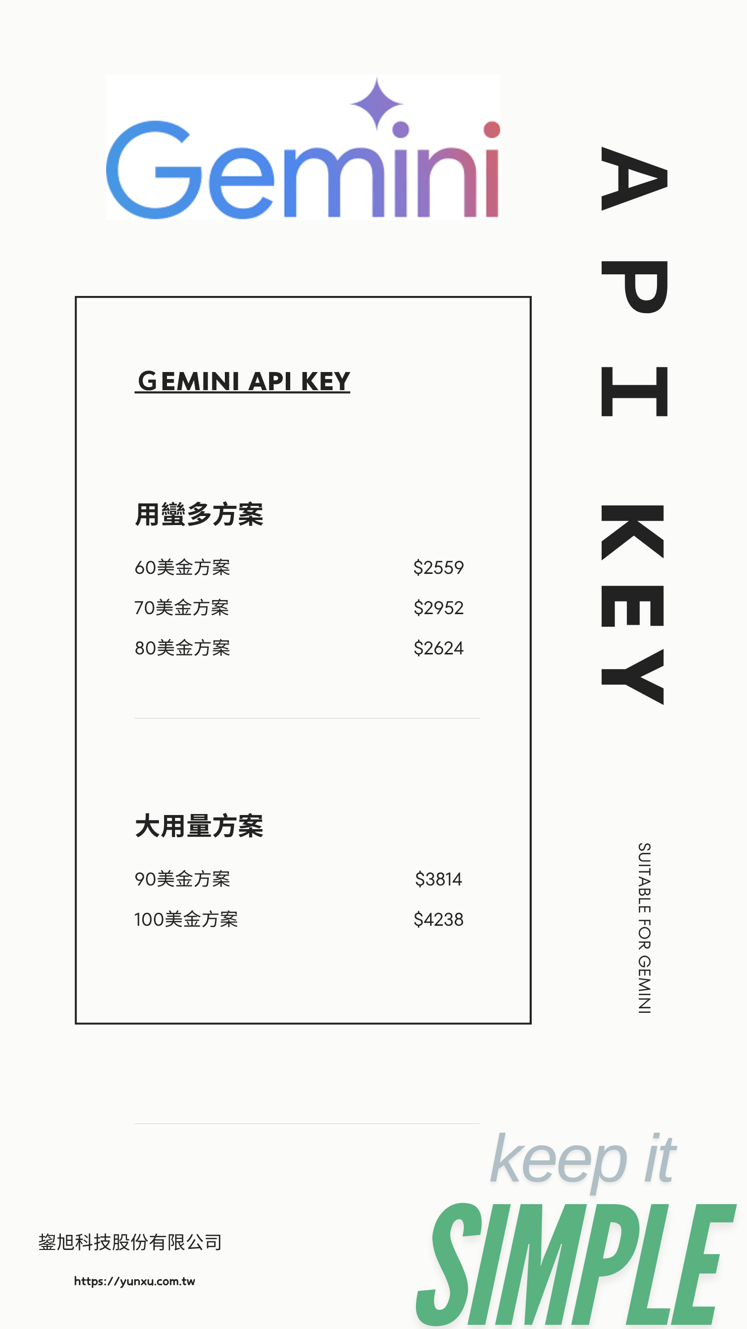 Gemini API Key 價格方案